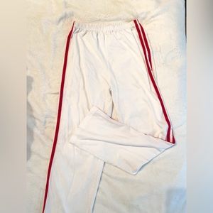 Brandy Melville White Wide Leg Sweatpants with Red Stripes